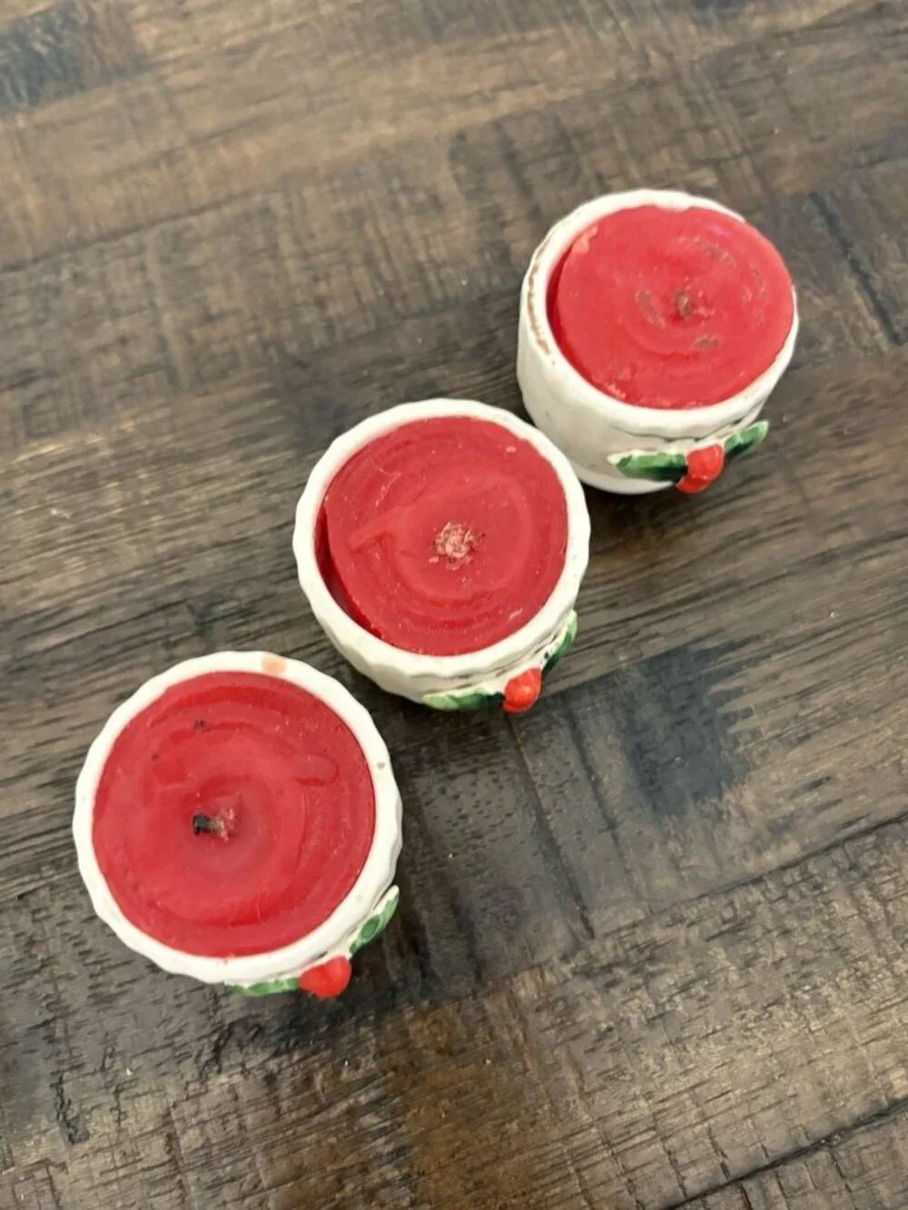Vintage Holt Howard Holly Candle Holders Christmas Decor Set Of 3